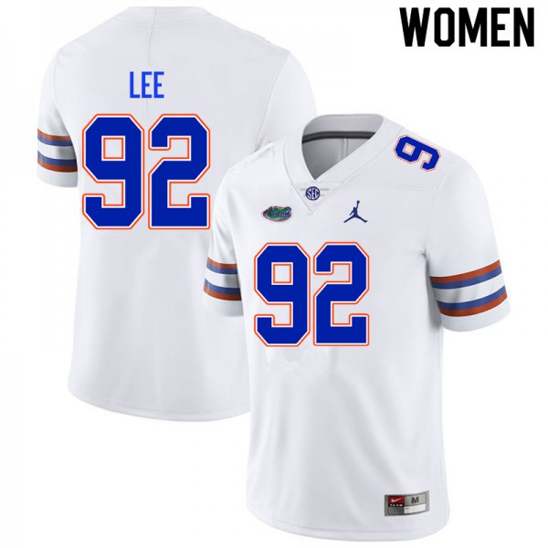 Women #92 Jalen Lee Florida Gators College Football Jerseys White